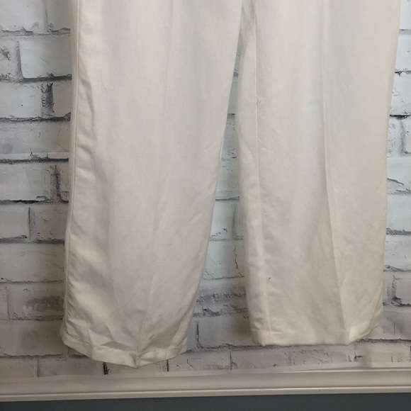 White linen casual crop capris light flow pants - Picture 3 of 6